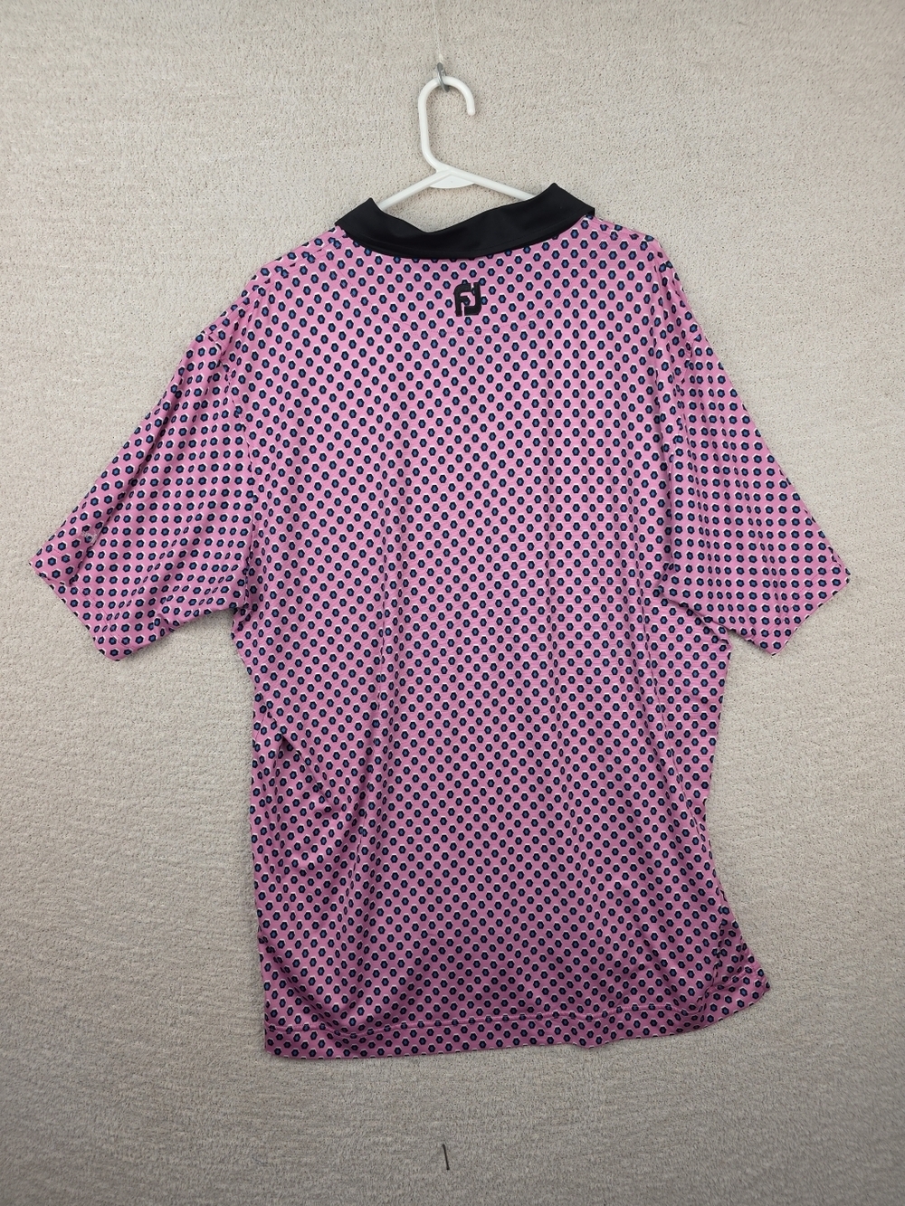 Men's Pink Patterned Short-Sleeve Polo with Black Collar FootJoy 3XL Golf - Picture 5 of 11